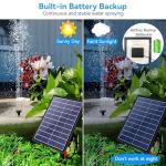 Solar Fountain Pump with Battery Backup for Bird Baths
