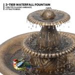 MoNiBloom 37" 3-Tier Outdoor Bird Bath Fountain