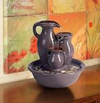 Triple Jug Ceramic Tabletop Fountain with Waterfall