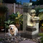 33.5" Tall 4-Tier Outdoor Water Fountain with LED