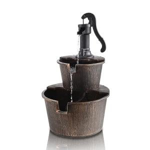 27-Inch 2-Tier Barrel Waterfall Fountain