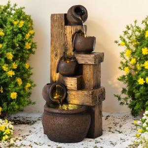 5-Tier Garden Waterfall Fountain with LED Light