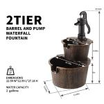 27-Inch 2-Tier Barrel Waterfall Fountain
