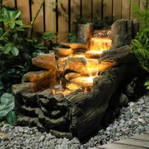 34.5" Outdoor Water Fountain with LED Lights