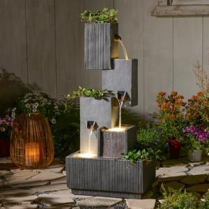 41.3" LED Tiered Outdoor Waterfall Fountain