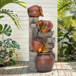 31.5" LED Lighted Cascading Outdoor Water Fountain