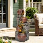 31.5" LED Lighted Cascading Outdoor Water Fountain