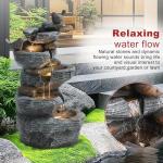 5-Tier Cascading Rock Water Fountain with LED Lights