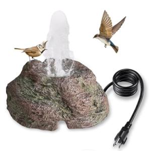 Bird Bath Fountain with Rock Design and Pump