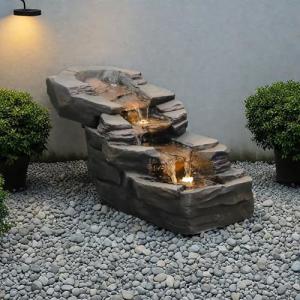 3-Tier Rock Waterfall Fountain with LED Lights