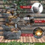 5-Tier Cascading Rock Water Fountain with LED Lights