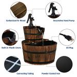 Rustic 2-Tier Barrel Waterfall Fountain for Outdoors