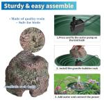 Bird Bath Fountain with Rock Design and Pump