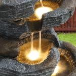 5-Tier Cascading Rock Water Fountain with LED Lights