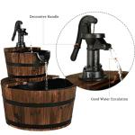 Rustic 2-Tier Barrel Waterfall Fountain for Outdoors