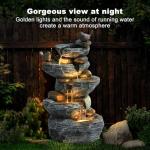 5-Tier Cascading Rock Water Fountain with LED Lights