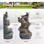 5-Tier Cascading Rock Water Fountain with LED Lights
