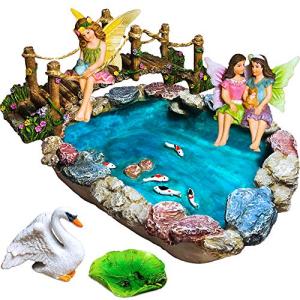 Fairy Garden Fish Pond Kit with Mini Bridge Set