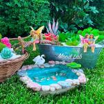 Fairy Garden Fish Pond Kit with Mini Bridge Set