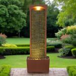 38.5" Modern Curved Faux Slate Waterfall Fountain