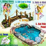 Fairy Garden Fish Pond Kit with Mini Bridge Set