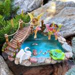 Fairy Garden Fish Pond Kit with Mini Bridge Set