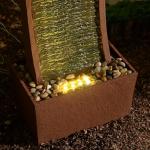 38.5" Modern Curved Faux Slate Waterfall Fountain