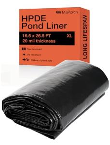Heavy-Duty Black Pond Liner - 16.5 x 26.5 ft