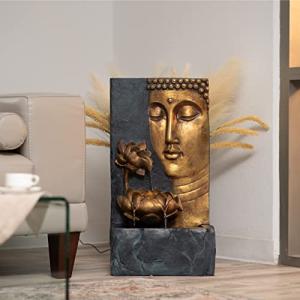 Zen Buddha Face Water Fountain with LED Light