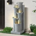 5-Tier Outdoor Garden Water Fountain with LED