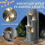 5-Tier Outdoor Garden Water Fountain with LED