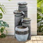 19.5" Tall 4-Tier Outdoor Water Fountain with Lights