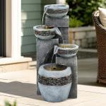 19.5" Tall 4-Tier Outdoor Water Fountain with Lights