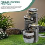 19.5" Tall 4-Tier Outdoor Water Fountain with Lights