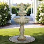 Modern 3-Tier Concrete Outdoor Water Fountain
