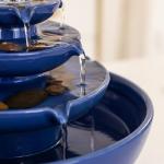 Modern Blue Ceramic Tabletop Fountain for Decor