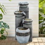 19.5" Tall 4-Tier Outdoor Water Fountain with Lights