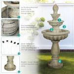 Modern 3-Tier Concrete Outdoor Water Fountain