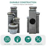 19.5" Tall 4-Tier Outdoor Water Fountain with Lights