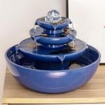 Modern Blue Ceramic Tabletop Fountain for Decor