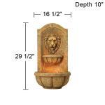 Lion Head Faux Stone Wall Fountain with Light