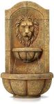 Lion Head Faux Stone Wall Fountain with Light