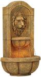 Lion Head Faux Stone Wall Fountain with Light