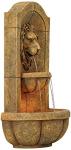 Lion Head Faux Stone Wall Fountain with Light