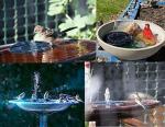 Solar Powered Bird Bath Fountain with 4 Nozzles