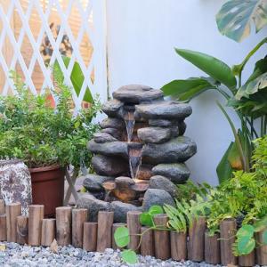 4-Tier Rock Water Fountain with LED Lights