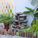 4-Tier Rock Water Fountain with LED Lights