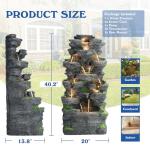 10-Tier Outdoor Rock Water Fountain with Lights