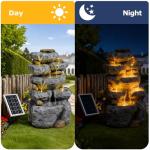 Solar-Powered 5-Tiered Cascading Water Fountain