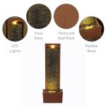 38.5" LED Outdoor Waterfall Fountain with Pebbles